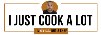 Logo for the website ijustcookalot.com with a picture of chef Spinelli