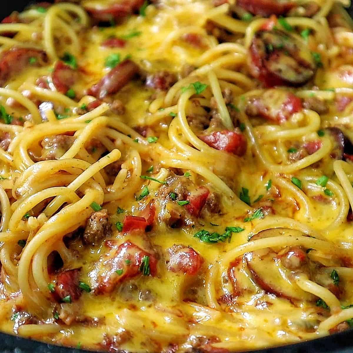One Pot Cowboy Spaghetti