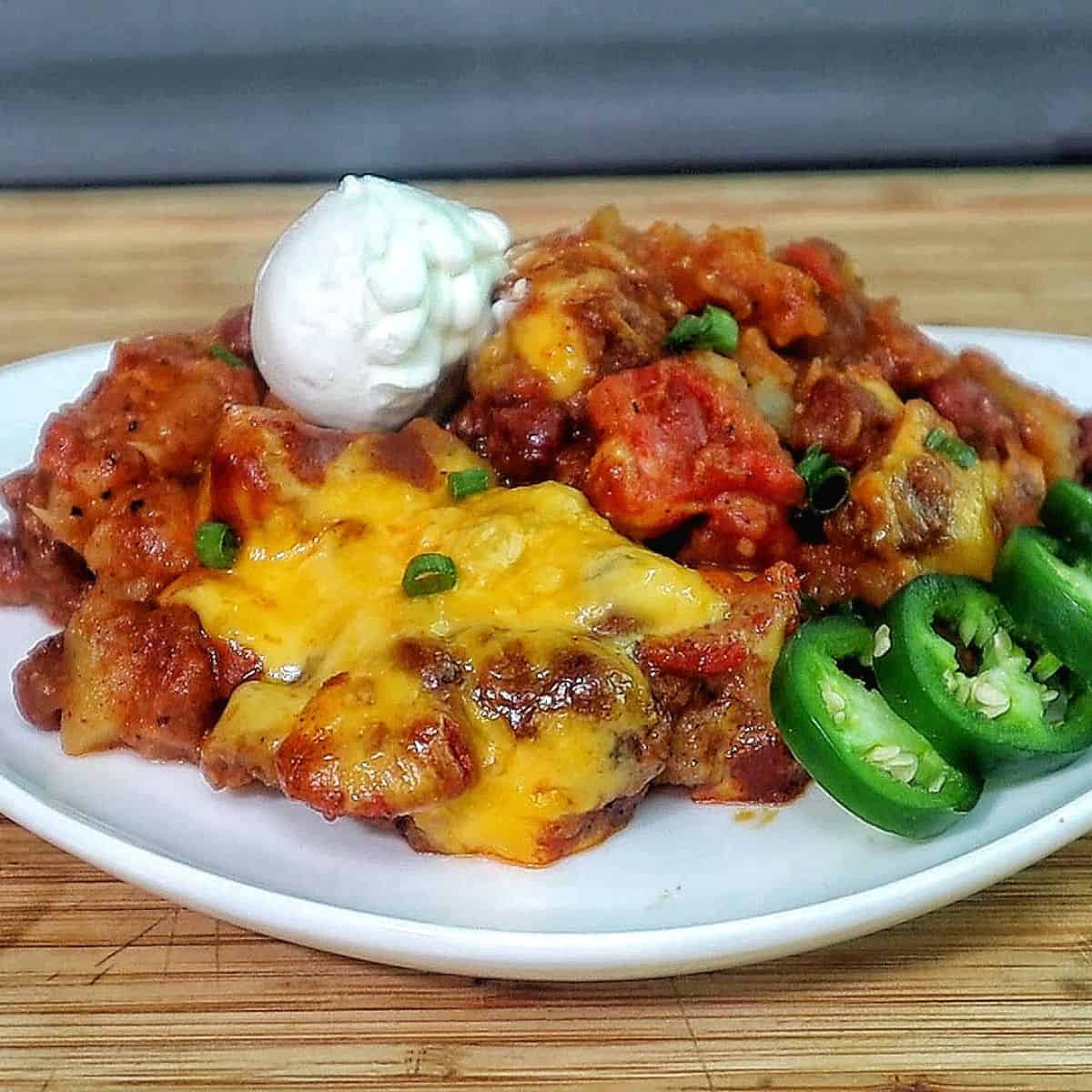 Chili Cheese Potato Bake