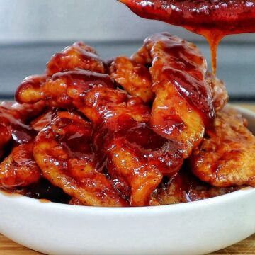 Crispy fried chicken tenders coated in a honey chipotle.