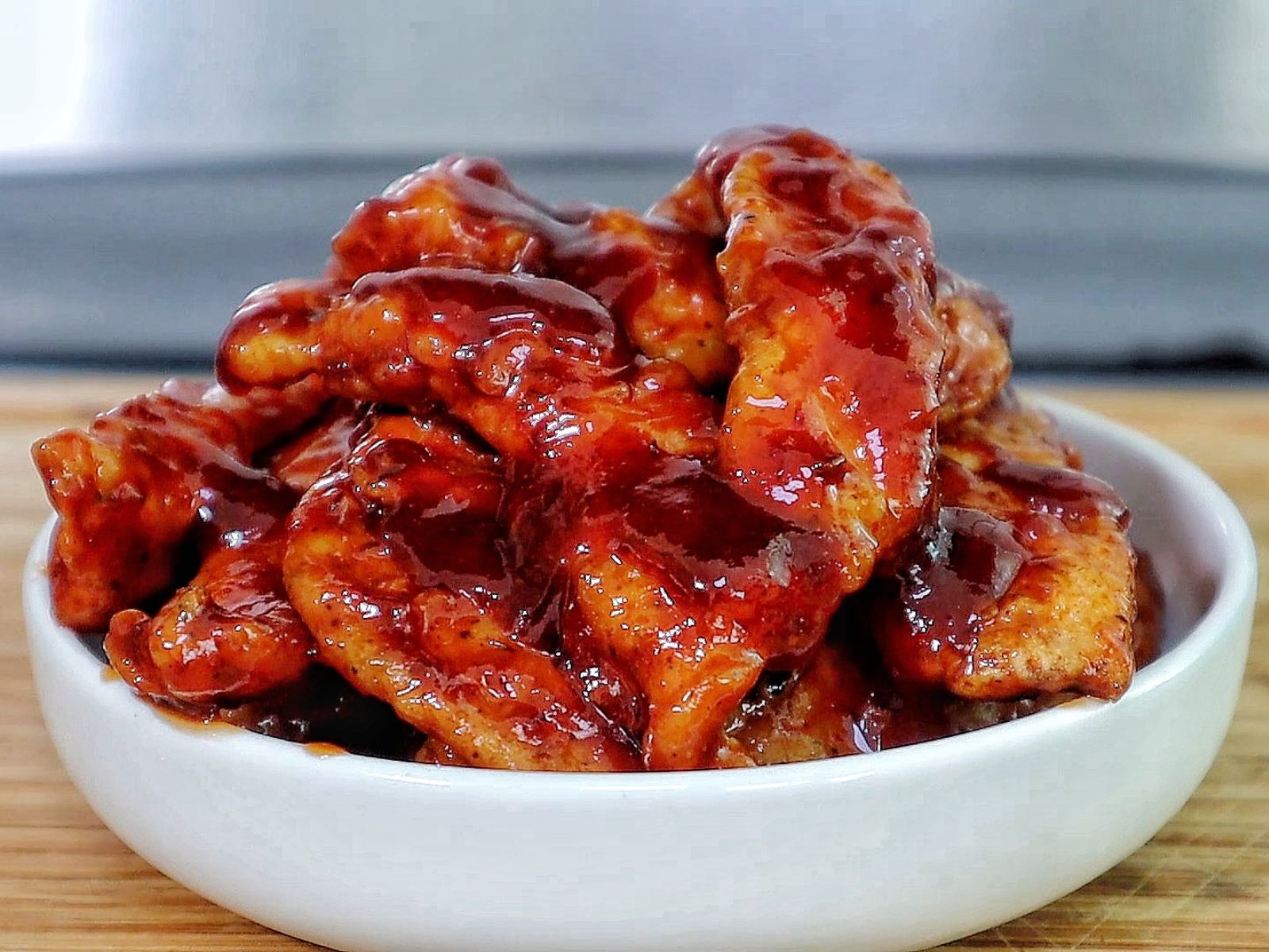 Crispy fried chicken tenders coated in a honey chipotle.