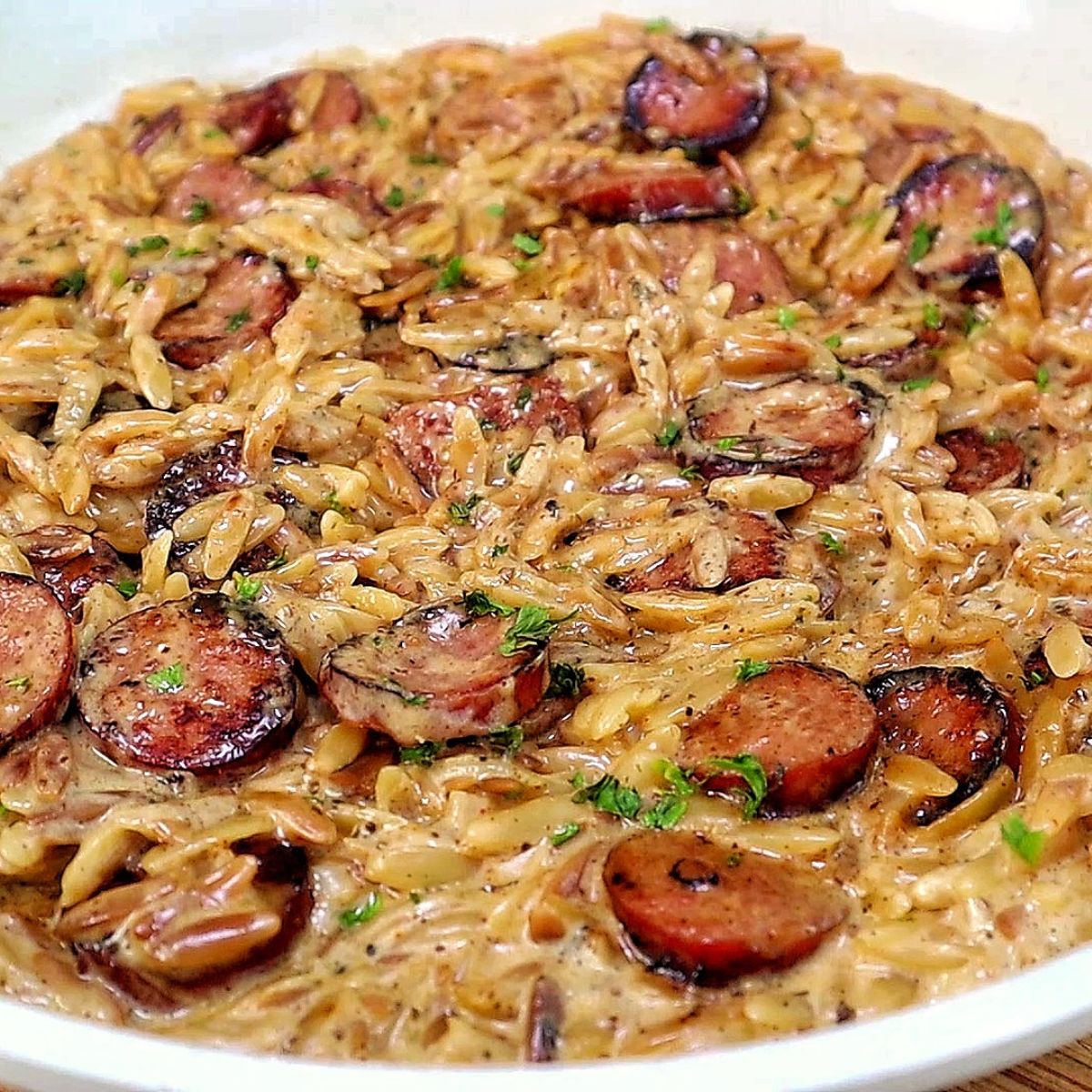 Garlic Butter Sausage and Orzo