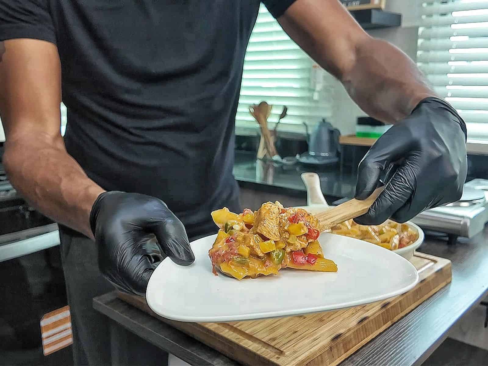 Creamy chicken fajita pasta with penne, seasoned chicken breast, red and green bell peppers, onions and tomatoes tossed in a flavorful creamy fajita sauce.